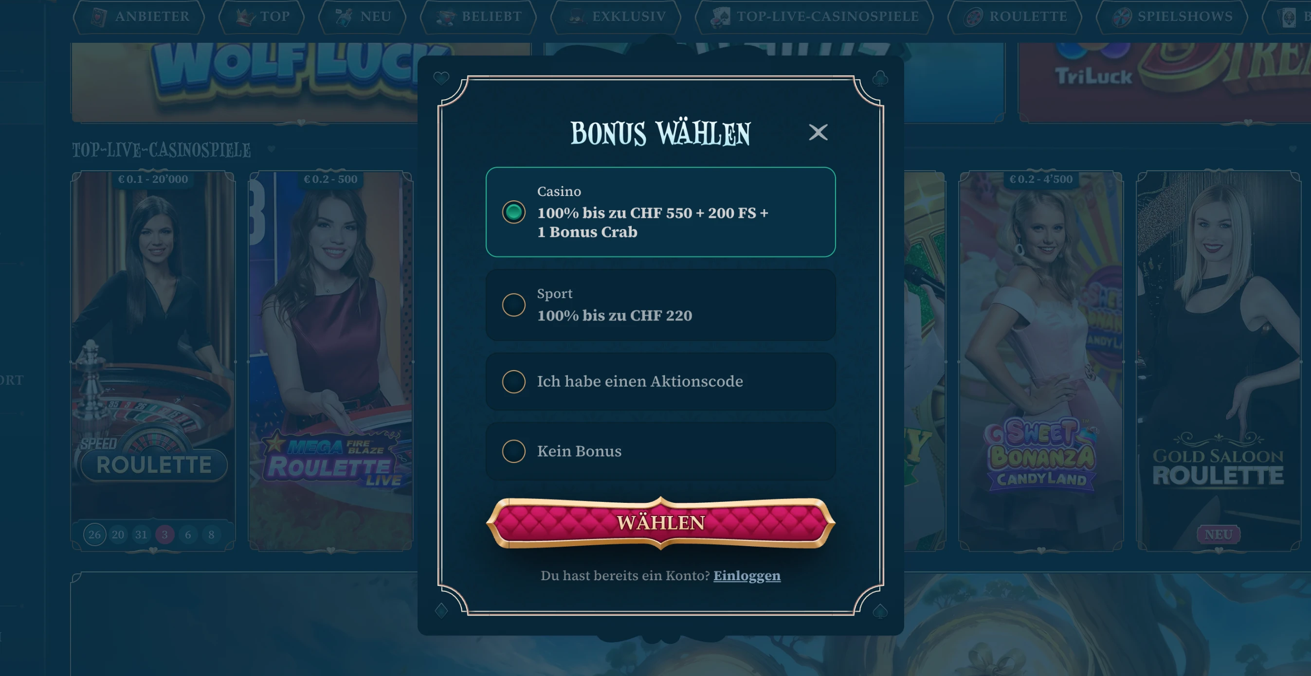 Betalice Registrierung